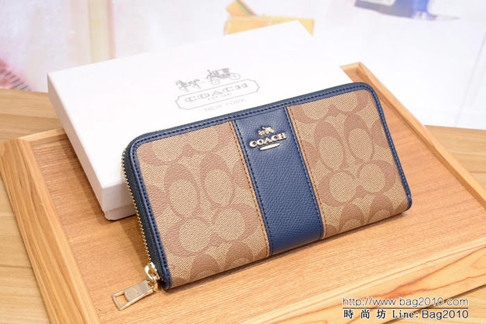 COACH蔻馳 原單 Fa52859 pvc配皮 專櫃新款 馬車標拼色 長款拉鏈錢包 outlets款  Chz1458